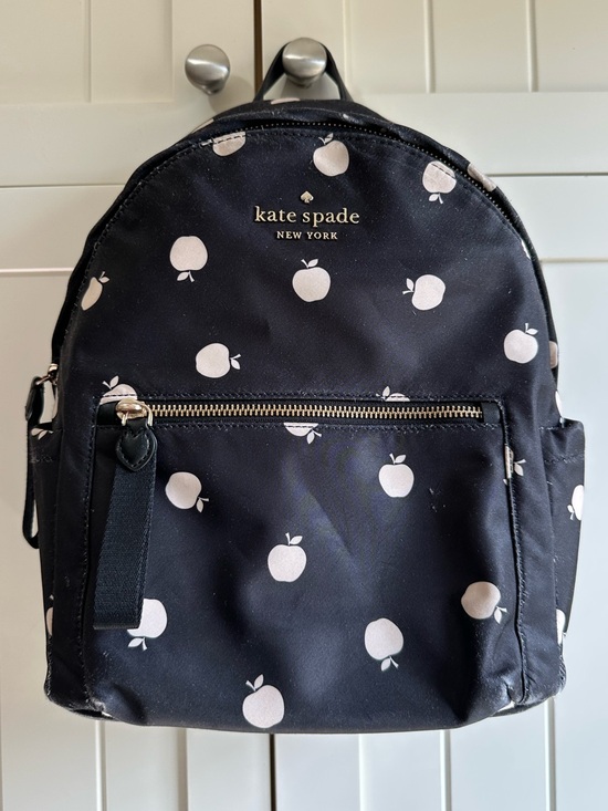 kate spade Handbags - kate spade chelsea black and white apple print nylon backpack
